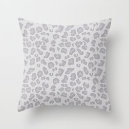 Pale Gray Dusty Light Grey - Leopard Pattern  Throw Pillow