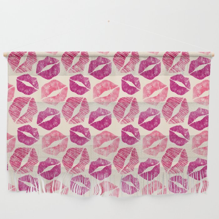 Pattern Lips in Pink Lipstick Wall Hanging