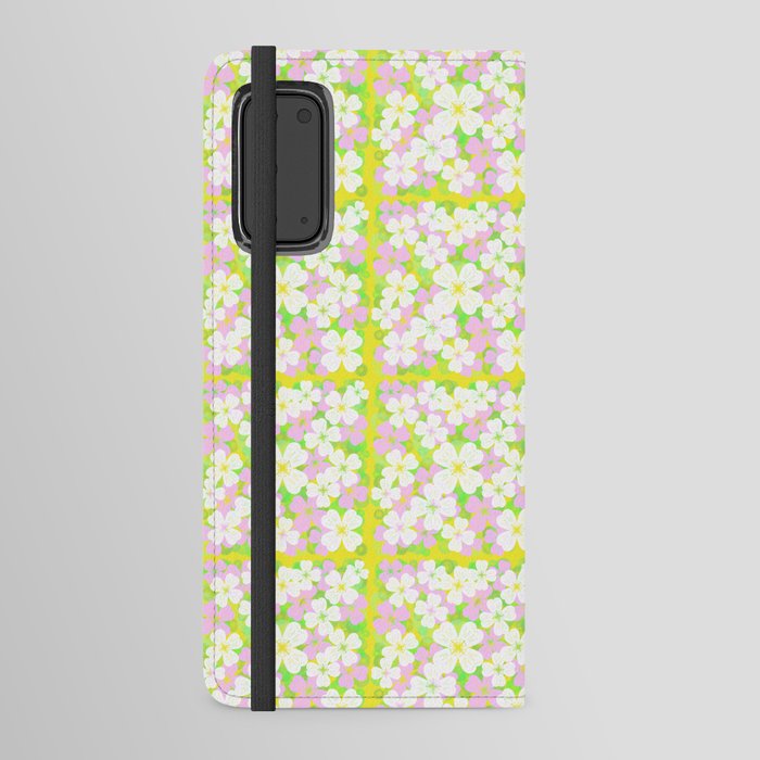 Retro Desert Flowers Pink on Yellow Android Wallet Case