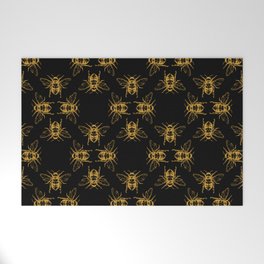 Nature Honey Bees Bumble Bee Pattern Black Yellow Gold Welcome Mat