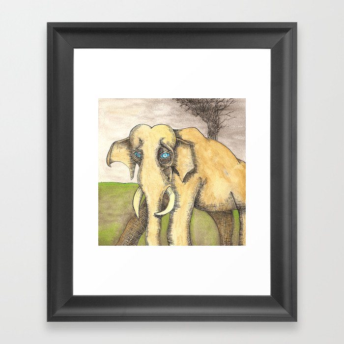 Blue Eyed Elephant Framed Art Print