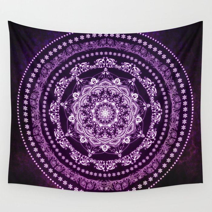Purple Glowing Soul Mandala Wall Tapestry