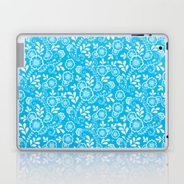 Turquoise And White Eastern Floral Pattern Laptop Skin