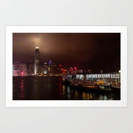 Hong Kong Island Skyline at Night Art Print