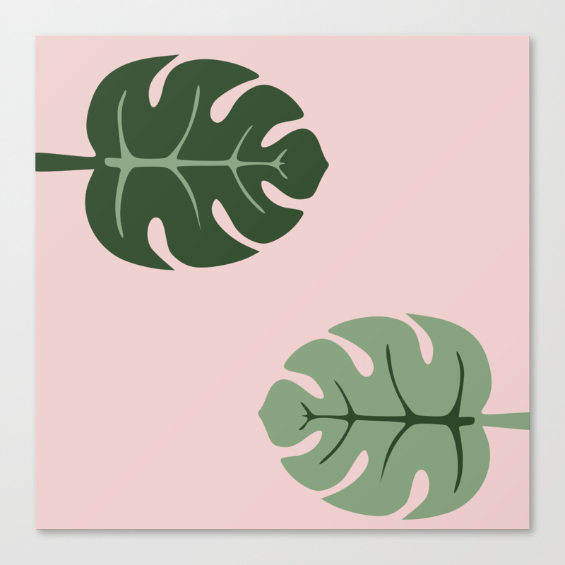 Tropical Leaves Monstera Deliciosa Green And Pink Monstera