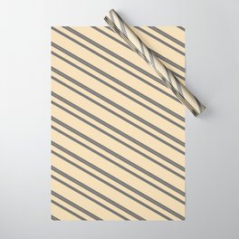 [ Thumbnail: Dim Gray & Tan Colored Striped/Lined Pattern Wrapping Paper ]