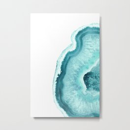 Aqua Blue Agate Print Metal Print