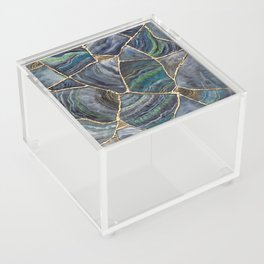 Blue Green Agate Kintsugi Art Acrylic Box