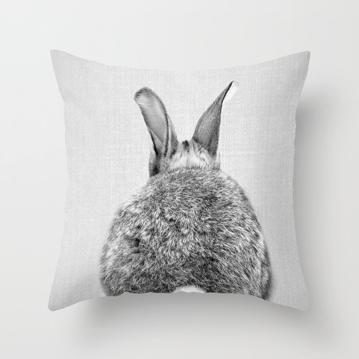 Rabbit Tail - Black & White Throw Pillow