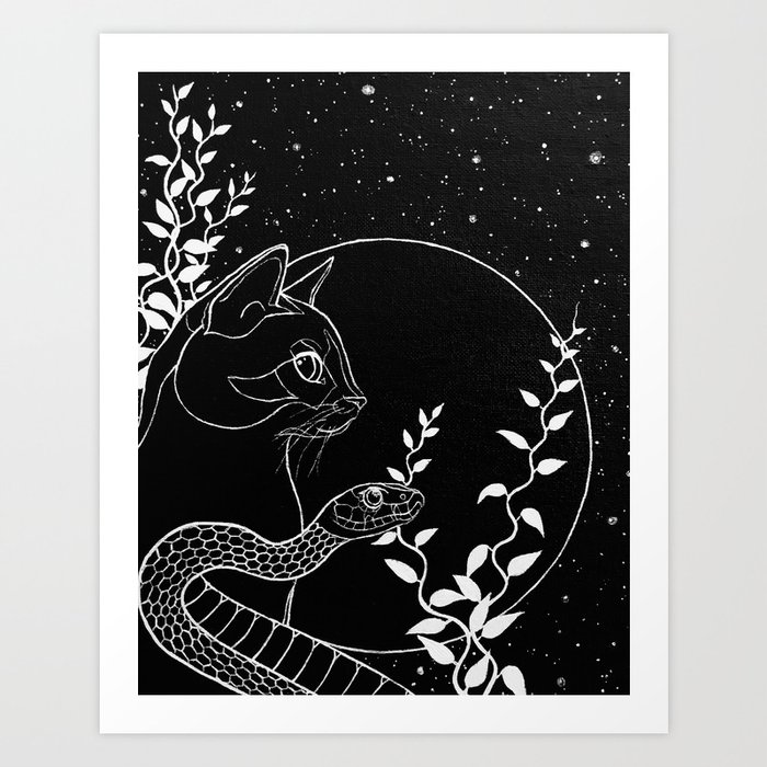 Cat and Snake Art Print