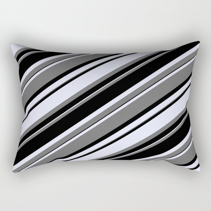 Dim Gray, Black & Lavender Colored Stripes Pattern Rectangular Pillow