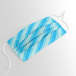 [ Thumbnail: Turquoise & Deep Sky Blue Colored Lines Pattern Face Mask ]