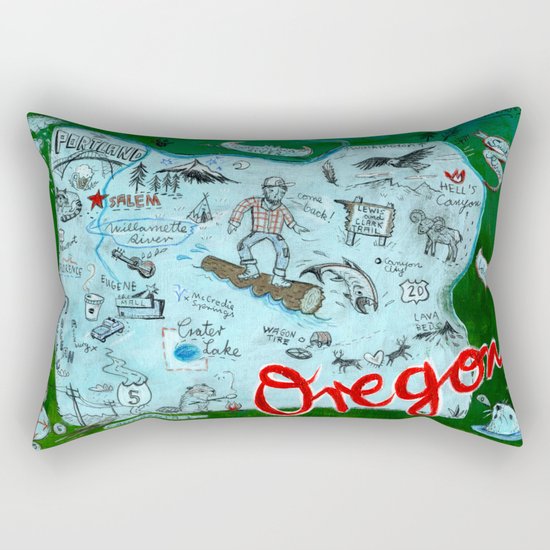 Map of Oregon Rectangular Pillow