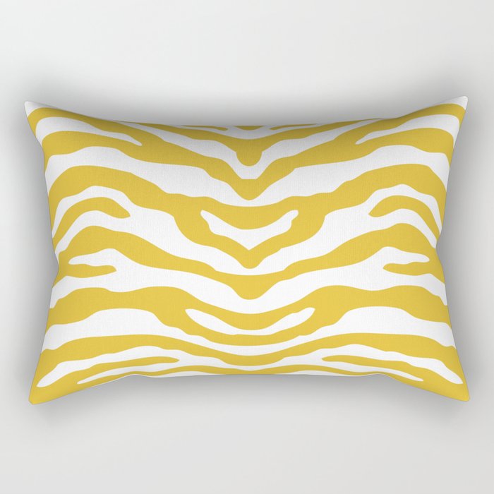 Zebra Wild Animal Print Mustard Yellow Rectangular Pillow