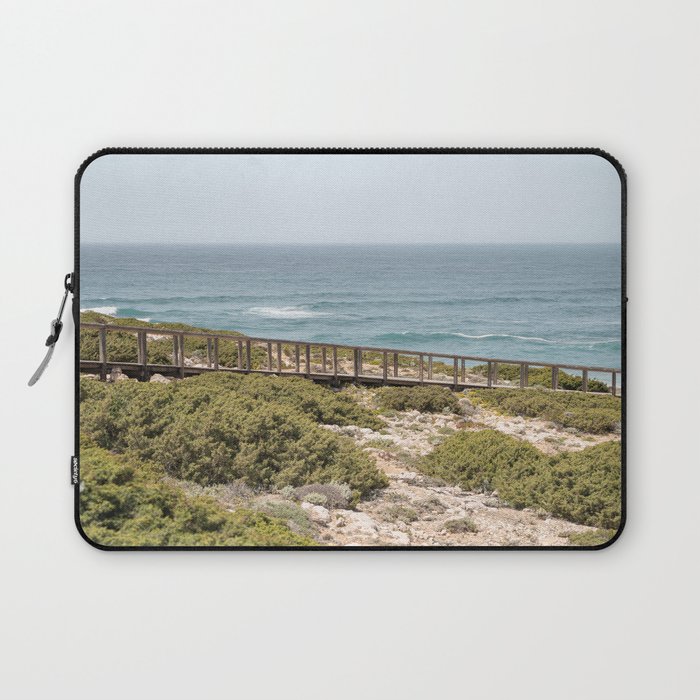 Ocean Waves View Photo | Board Walk to Bordeira Beach Art Print | Landscape Travel Photography in Portugal Laptop Sleeve