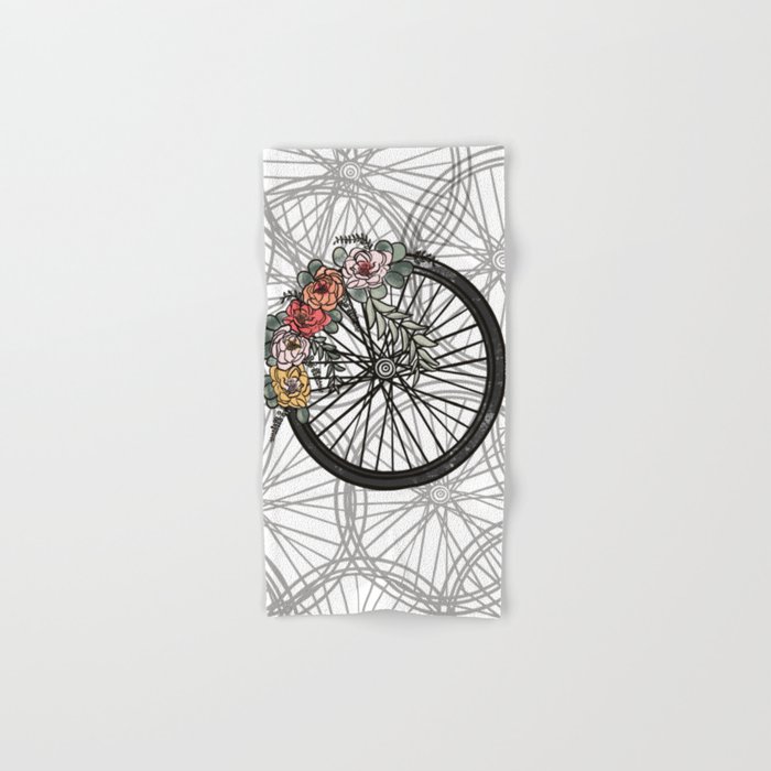 Floral Bicycle Wheel Bike Hand & Bath Towel
