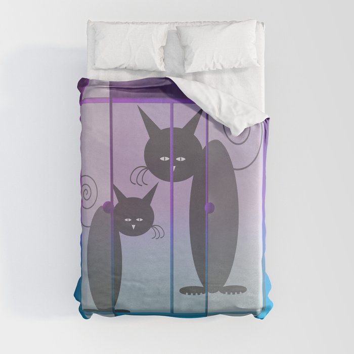 cats behind the window Duvet Cover