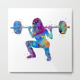 Squat Girl Art Fitness Gift Colorful Blue Purple Watercolor Artwork Gym Art Metal Print | Lotusart, Weightlifting, Squatting, Squat, Girlsroomdecor, Painting, Powerlifting, Lifting, Strenght, Workout 