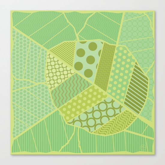 The Unique One (Green Patterned Leaf Patchwork) Canvas Print