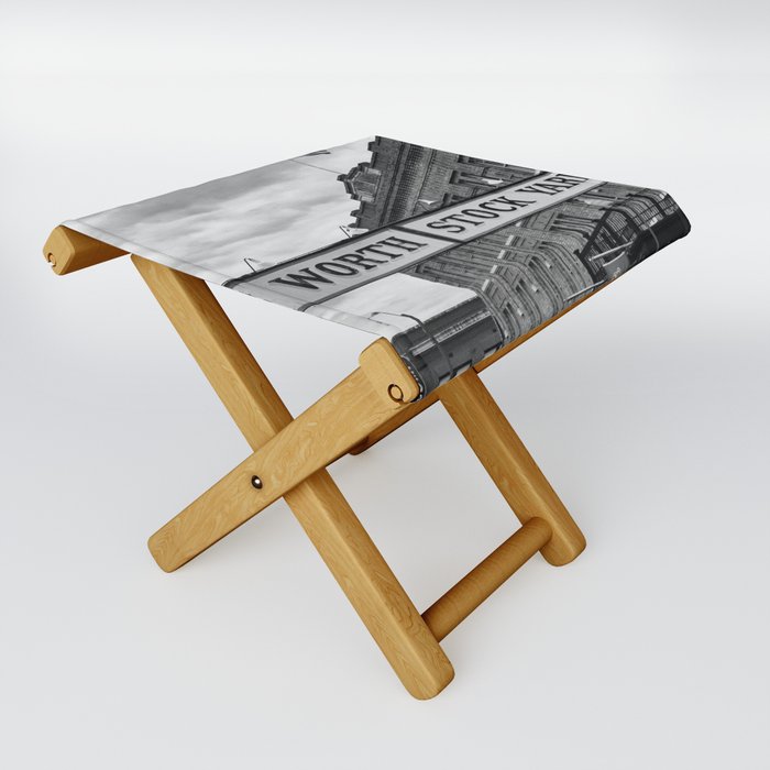 Fort Worth Stockyards Black White Folding Stool