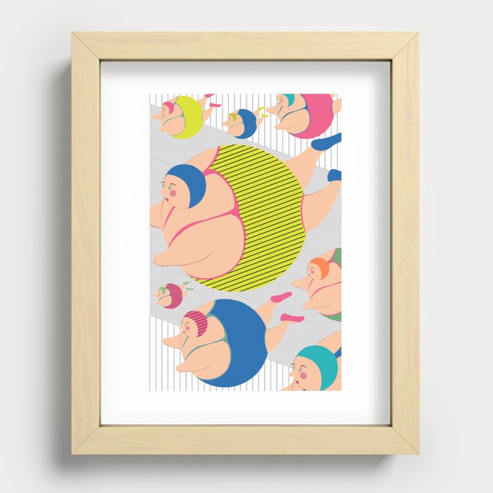 Synchronised Neon Swimmers Recessed Framed Print
