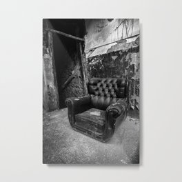 Old abandoned leather armchair Metal Print | Grunge, Deco, Amchair, Old, Sofa, Furniture, Junk, Antique, Home, Retro 