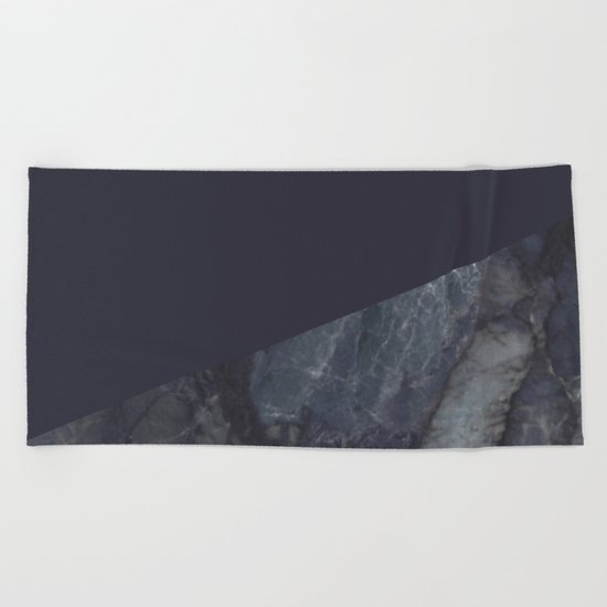 Marble Geometric Navy Blue Indigo Beach Towel