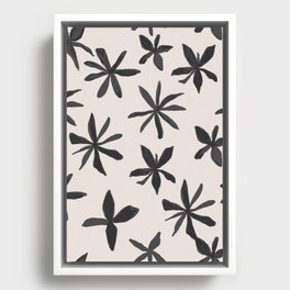 60s Black and White Scandinavian Hygge Flowers Framed Canvas