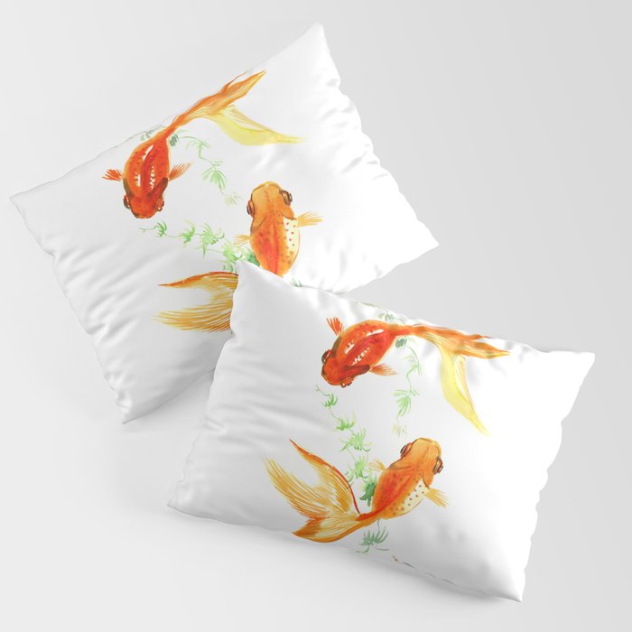 Goldfish, Feng Shui Asian Watercolor Pillow Sham