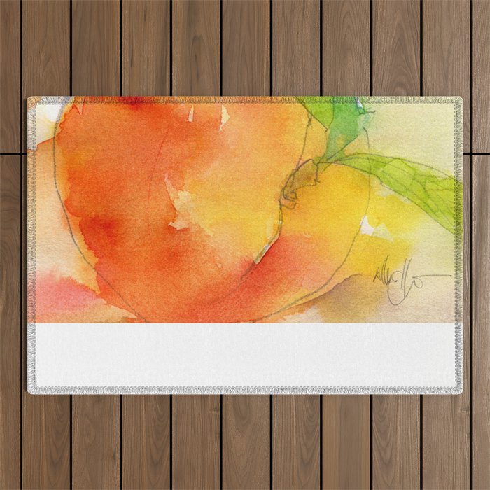 Watercolor Peach Outdoor Rug