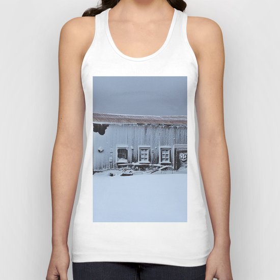 Snow Caked Barn Unisex Tank Top