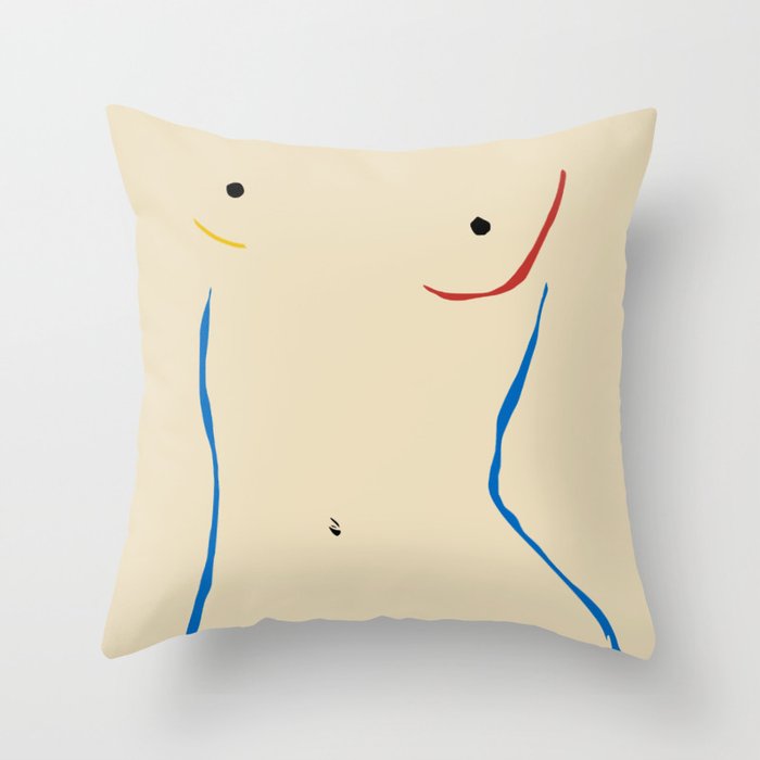 Line in nude Throw Pillow