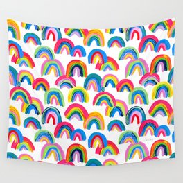 Abstract Rainbow Arcs - White Palette Wall Tapestry