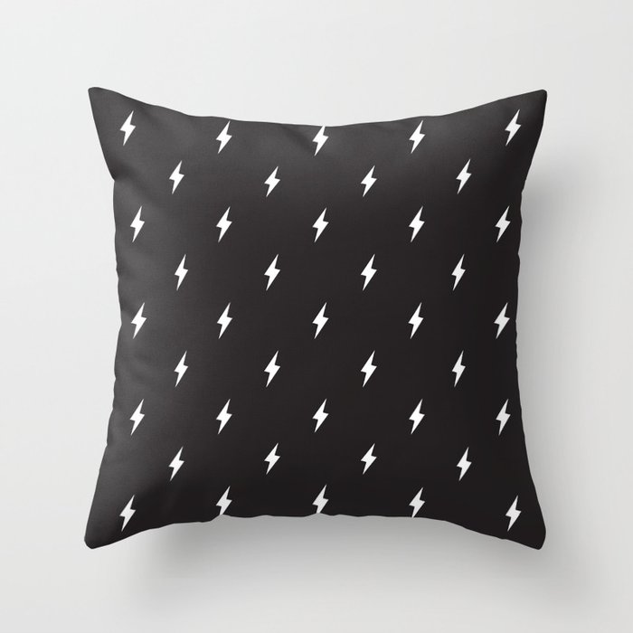 Lightning Bolt Pattern Black & White Throw Pillow