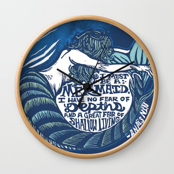 Anais Nin Mermaid Depths Wall Clock