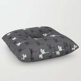 Flying Elegant Swan Pattern on Dark Grey Background Floor Pillow