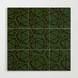 D20 Pattern - Green Gold Black Wood Wall Art