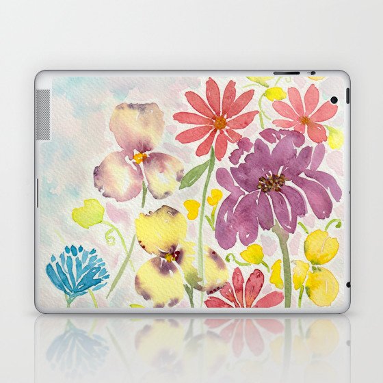 Pansies in a Cottage Floral Mix Laptop & iPad Skin