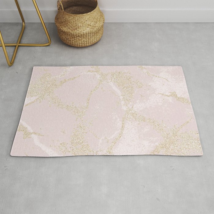 Elegant modern blush pink gold pastel marble Rug