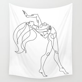 Minimal one line art poster of dancer Wall Tapestry