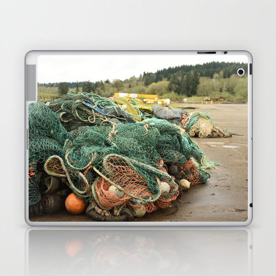 Orange Net Pile Fishing Boat Nautical Seafood Beach Pacific Ocean Oregon Fish  Laptop & iPad Skin