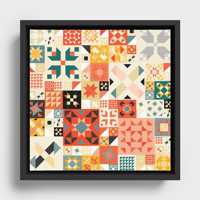 Modern Quilt Pattern Framed Canvas