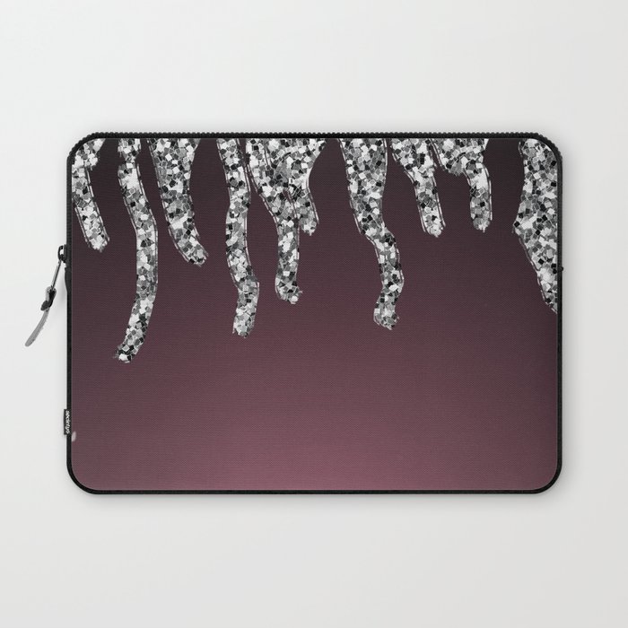 Luxury Burgundy And Silver Ombre Gradient Pattern,Abstract,Mauve,Sparkle,Glitter,Glam,Shiny, Laptop Sleeve