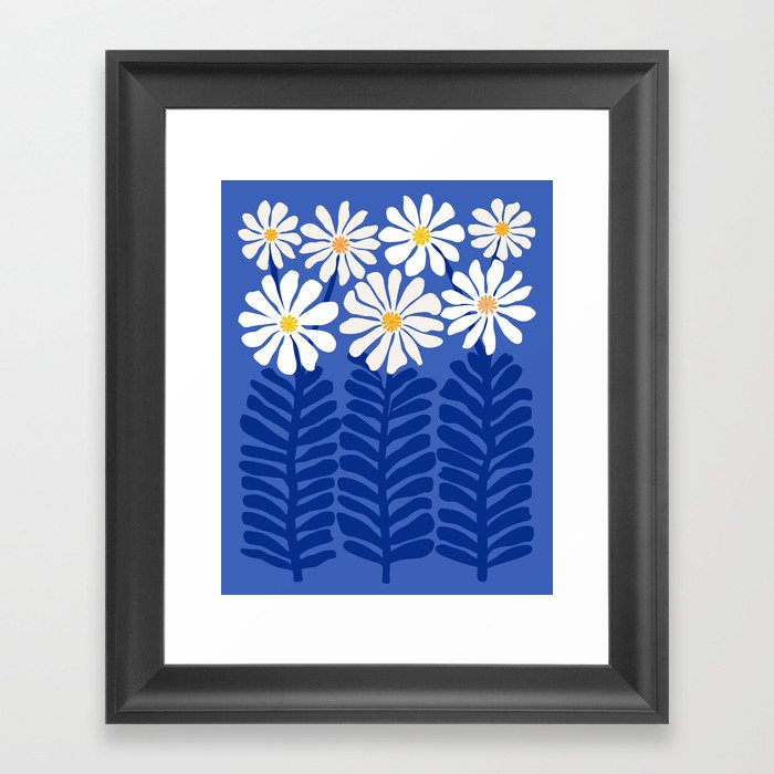 Daisy Dreams - Whimsical Flower Illustration Framed Art Print