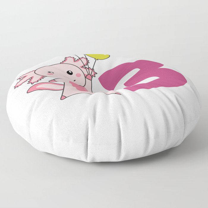 Axolotl Third Birthday Balloons For Kids Floor Pillow