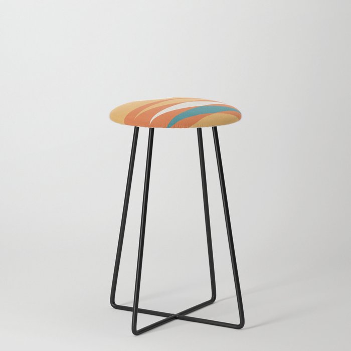 Abstract Geometric Sunrise 2 in Yellow orange green  Counter Stool