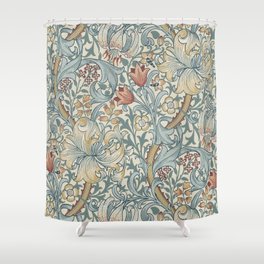 William Morris Vintage Golden Lily Soft Slate & Manilla Shower Curtain