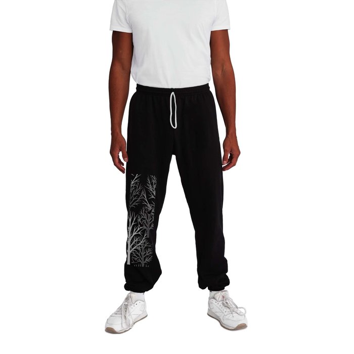 Winter Tree with Birds - white Background Sweatpants
