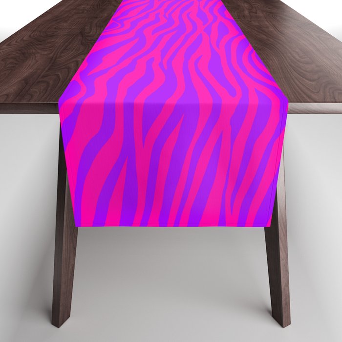 Neon Pink Purple Zebra Pattern Table Runner