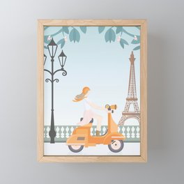 Scooter ride in Paris Framed Mini Art Print